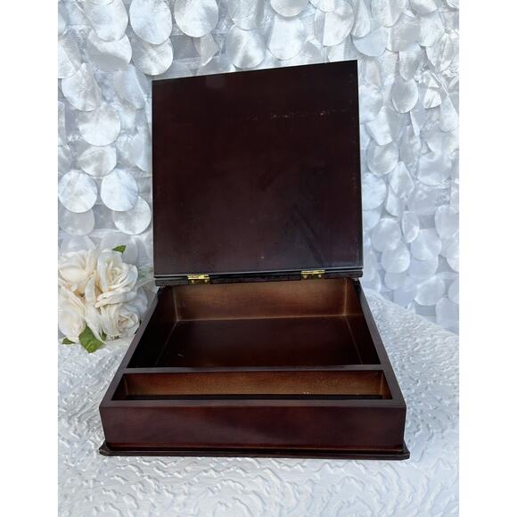Vintage Bombay Company Wood Sloped Hinged Lid Desk Organizer Keepsakes Box - Picture 3 of 13